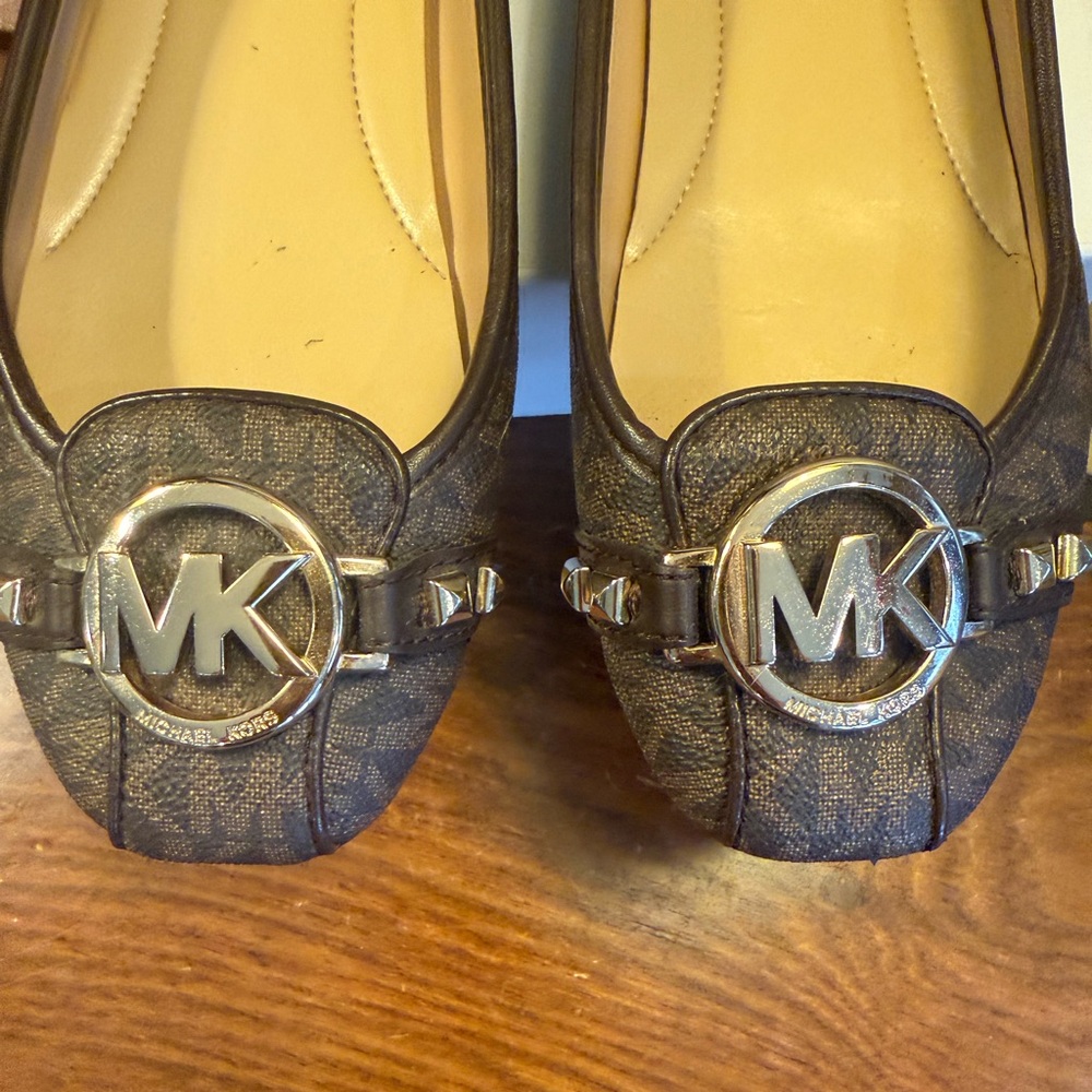 Michael Kors Brown Gold Fulton Studded Logo Moccasin Size 7 - Picture 5 of 10